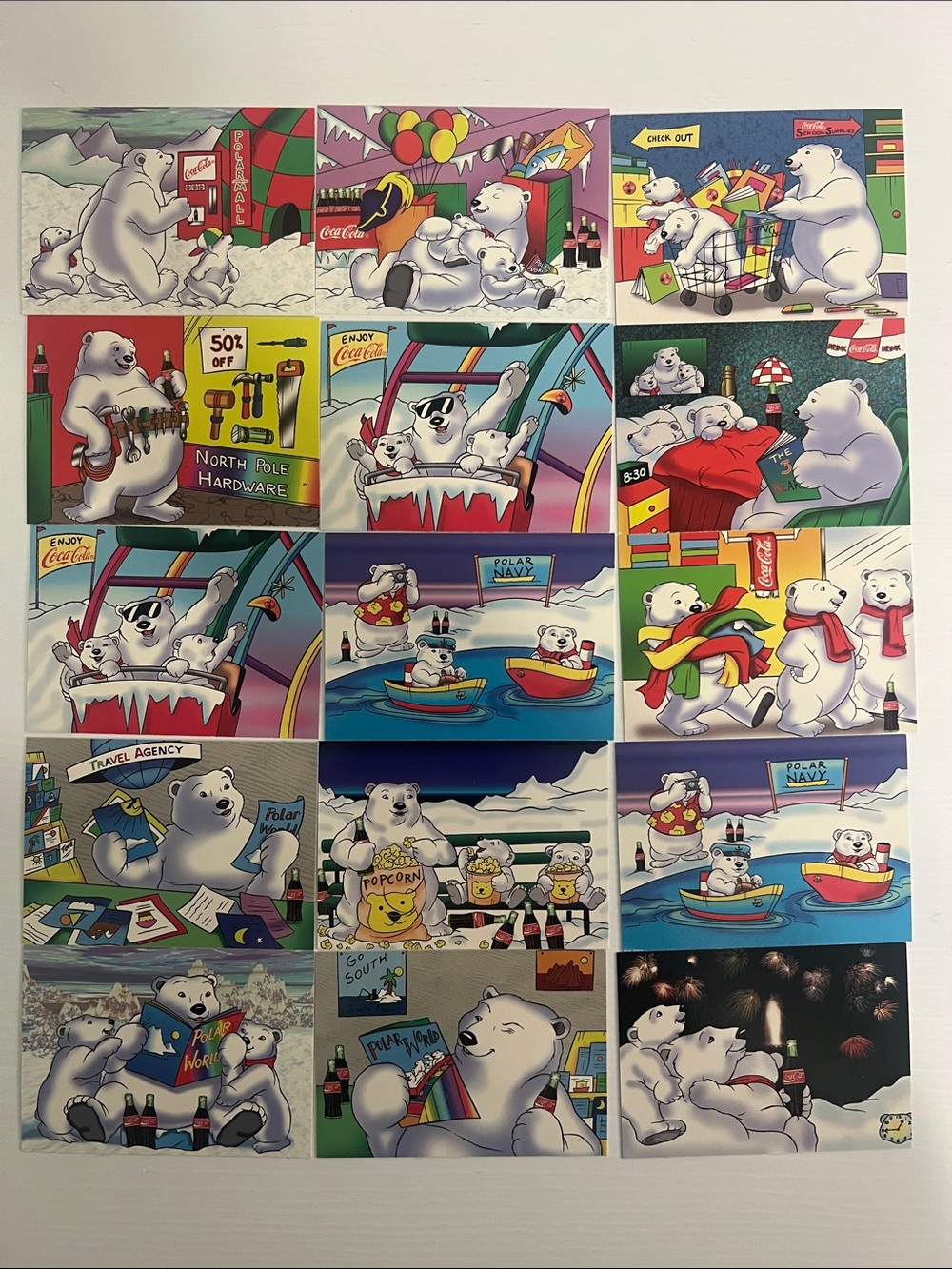 1996 South Pole Vacation Coca Cola Polar Bears Trading Cards (15) - Lot #2